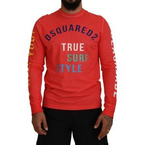 Dsquared² Orange Colorful Print Long Sleeves Top Men's T-shirt